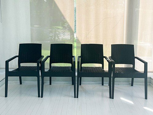 Set 4 Sillones Rattan Milano Negro