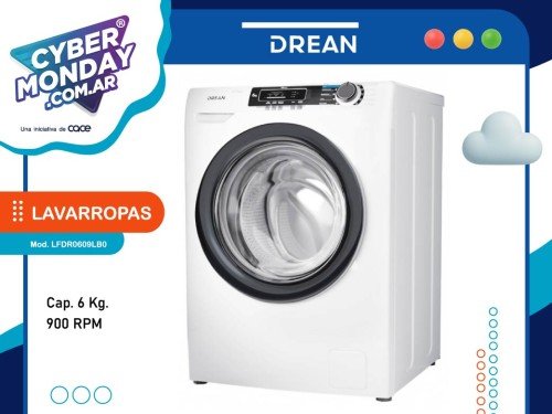 Lavarropas 6 kg, 900 Rpm, C/frontal, Blanco, Mod.LFDR0609LB0, Drean