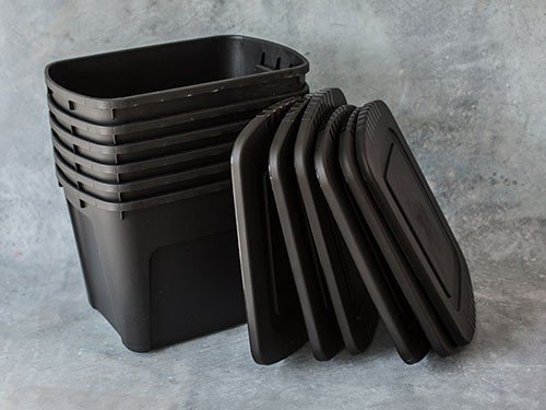 Set 6 Contenedores de Plástico Eco Box 80 Lts Negro