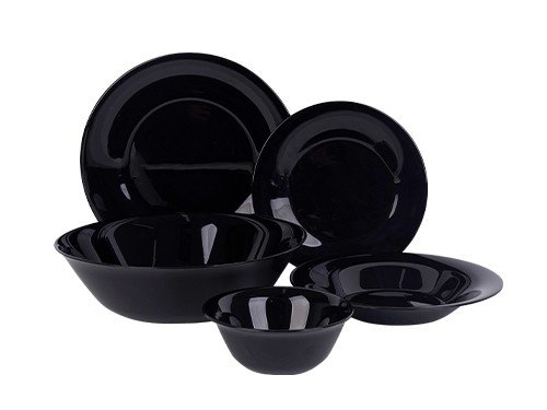 Juego de Vajilla 25 Piezas Segre Vidrio Templado Negro Utile