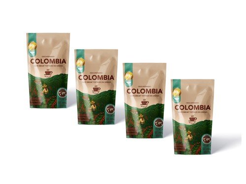 Café Descafeinado Colombia Grano 1kg Pack 250g x4, Café Del Mundo