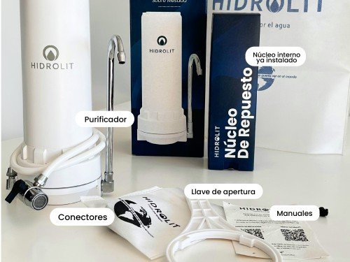 Filtro de Agua, purificador clorine off sobre mesada