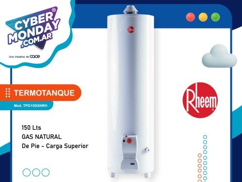 Termotanque 150 Lts, Pie, Carga superior Gas Natural, Rheem