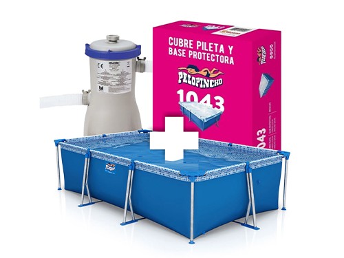Set Pileta Pelopincho 2800 Lt Bomba Filtrante, Base y Cobertor