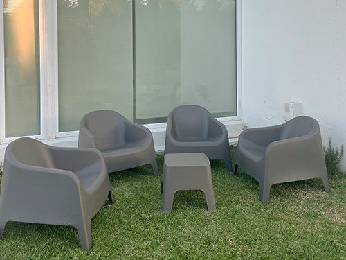 Set 4 Sillones Skarpo + Mesa Sunset Grafito