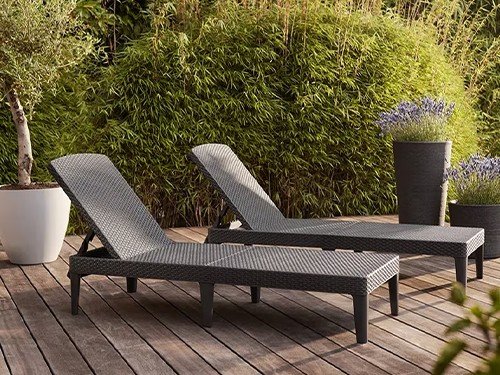 Reposera Camastro Reclinable Jaipur Plástico Simil Ratán Keter