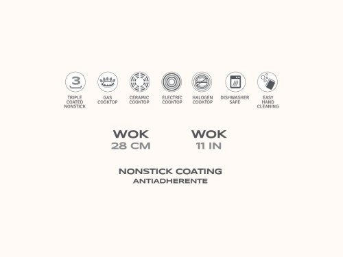 Wok Antiadherente Hudson 28 Cm Aluminio