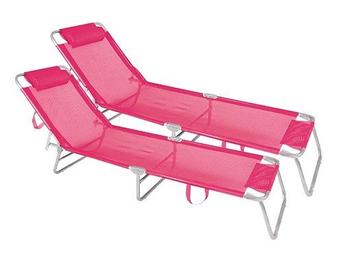 Set 2 Reposeras Tumbonas Pileteras Mor Aluminio con Coversol