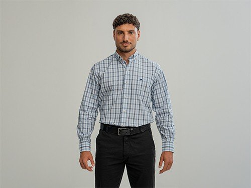 Camisa Olivo cuadros azules La Argentina