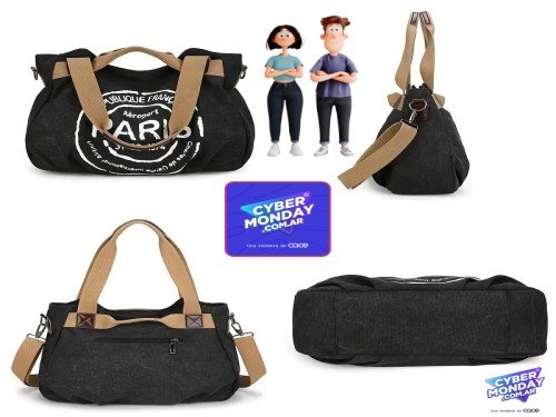 Cartera Mujer Bolso Tote Paris 2 Diseño Estampa Universitario