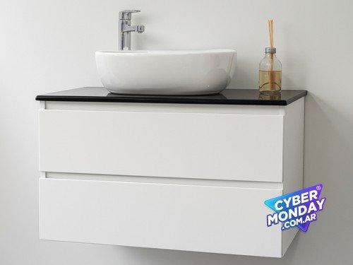 Vanitory Flotante 2 Cajones + Griferia + Bacha Carrara loza