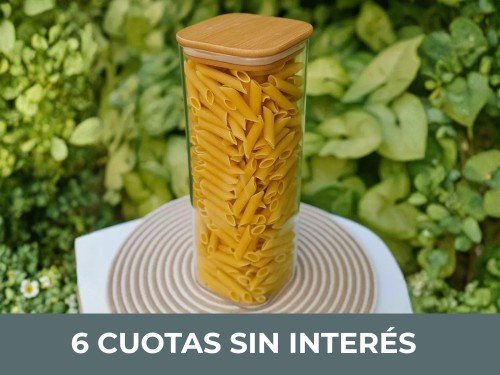 Frasco de Vidrio Grande Cuadrado con tapa hermética de Bambú