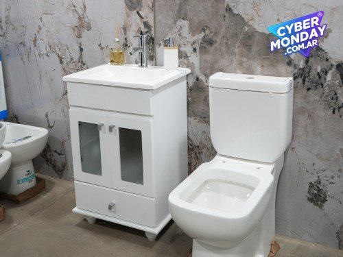 Vanitory Laqueado 50cm Vidrio + Grifería