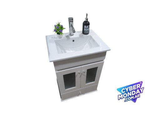 Vanitory Laqueado 50cm Vidrio + Grifería