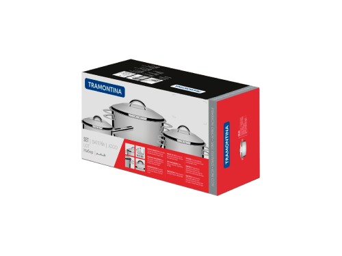Batería de Cocina Tramontina de Acero Inoxidable Fondo Triple de 3 Pzs