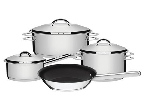 Batería de Cocina Acero Inox con Fondo Triple de 4 Piezas Tramontina