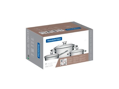 Batería de Cocina Tramontina acero inoxidable Fondo triple 3 piezas