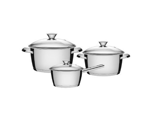 Batería Cocina Tramontina Acero Inox Triple Fondo 3Pz