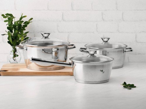 Batería Cocina Tramontina Acero Inox Triple Fondo 3Pz