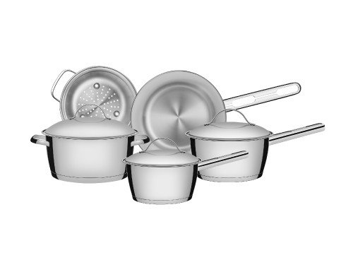 Batería de cocina fondo triple 5 pzas acero inox Tramontina