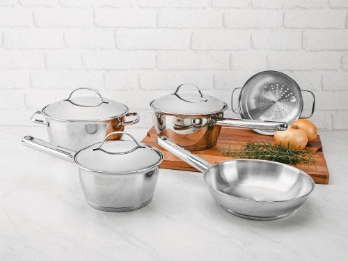 Batería de cocina fondo triple 5 pzas acero inox Tramontina