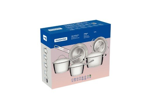 Batería de cocina fondo triple 5 pzas acero inox Tramontina