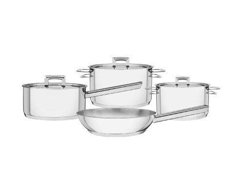 Batería de cocina acero inox fondo triple 4 pz Tramontina