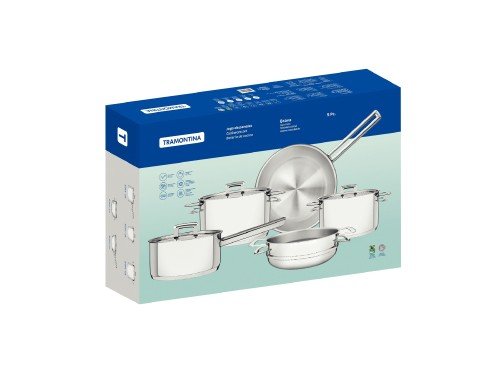 Batería de cocina 5 pzas acero inox fondo triple Tramontina