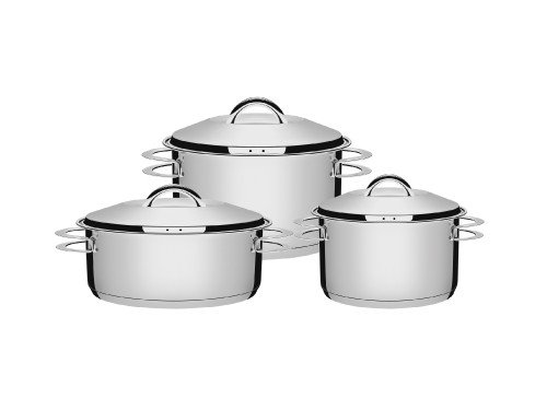 Batería de cocina acero inox 3 pz fondo triple Tramontina