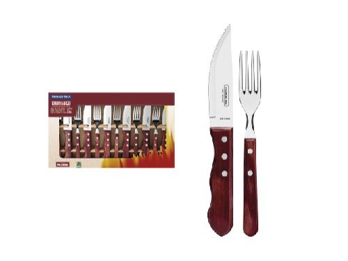 Juego de cubiertos Jumbo madera acero inox asado 12 piezas Tramontina