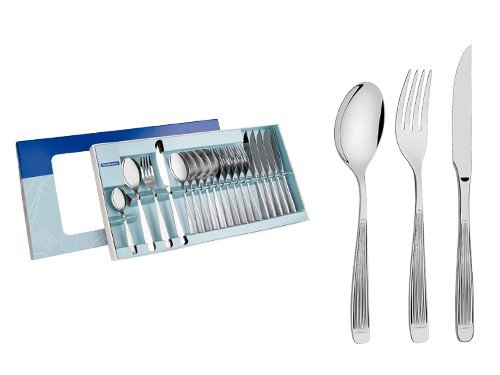 Juego de cubiertos acero inox con cuchillos asado 24 piezas Tramontina