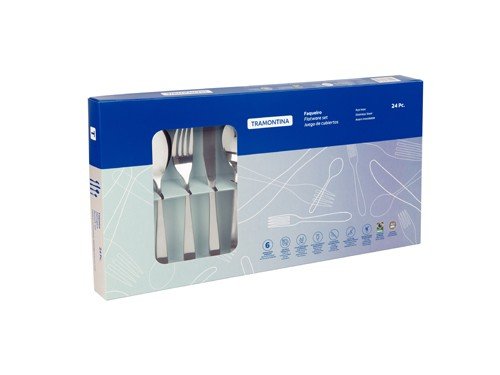 Juego de cubiertos acero inox con cuchillos asado 24 piezas Tramontina