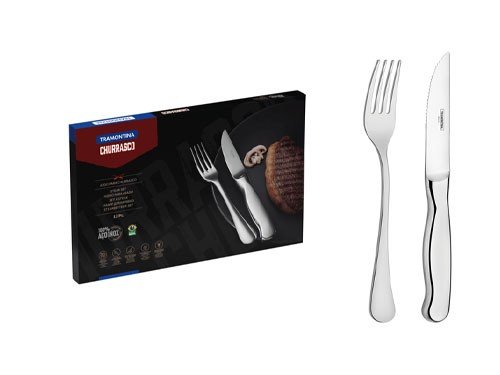 Juego cubiertos asado Tramontina acero cuchillos jumbo 12pz