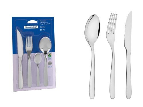 Juego Cubiertos Asado Tramontina Acero Inox Mango Madera 12 Pzas