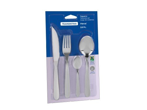 Juego Cubiertos Asado Tramontina Acero Inox Mango Madera 12 Pzas