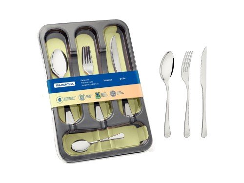 Juego Cubiertos Bliss Tramontina Acero Inox Mango Plástico 16 Pzas