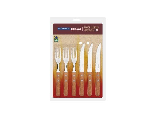 Juego Cubiertos para asado acero inox Madera Tramontina 12Pz