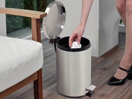 Cesto residuos Tramontina Brasil Plus inox con pedal y balde 12L