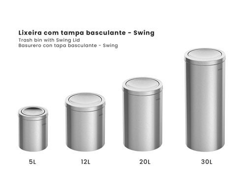 Cesto Residuos Tramontina Acero Inox Scotch Brite Tapa Vaivén 30L