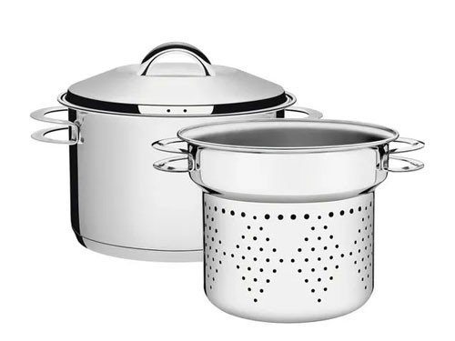 Juego Cozi-Pasta Tramontina24 cm de Acero Inox con fondo triple 2 pzs