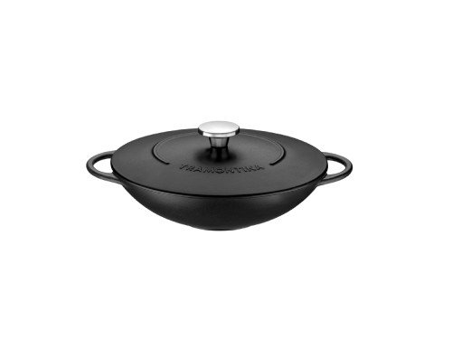 Wok Tramontina hierro esmaltado negro 32cm 5L