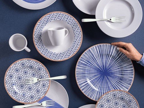 Juego plato playo Tramontina porcelana decorada 28cm 6pz