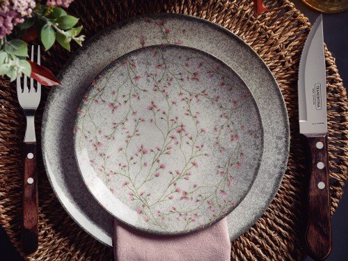 Juego Plato Playo Tramontina Porcelana 25cm 6Pz