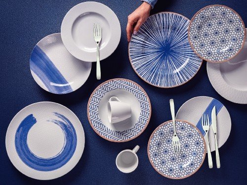 Juego Plato Playo Tramontina Porcelana Decorada 28cm 6Pz