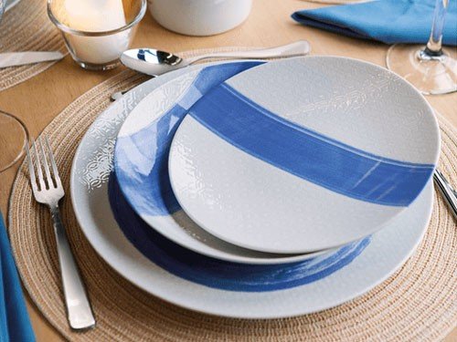 Juego plato postre Tramontina porcelana decorada 21cm 6pz