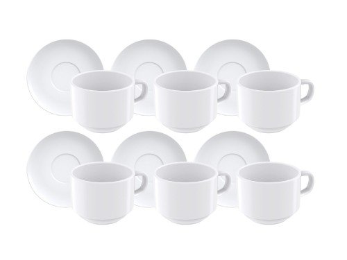 Juego Taza Té Tramontina Porcelana Decorada 240ml 12Pz