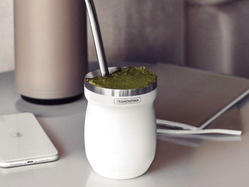 Recipiente Mate Tramontina Acero Inox Blanco 240ml