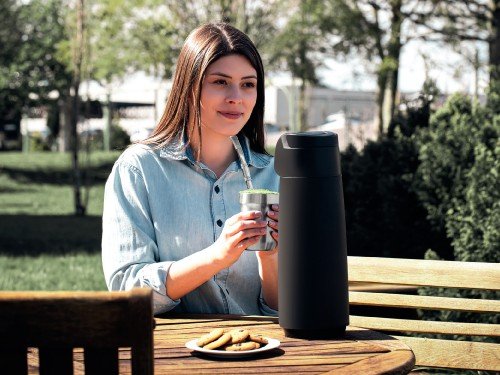 Termo Tramontina Plástico Negro Ampolla Vidrio 1,8L