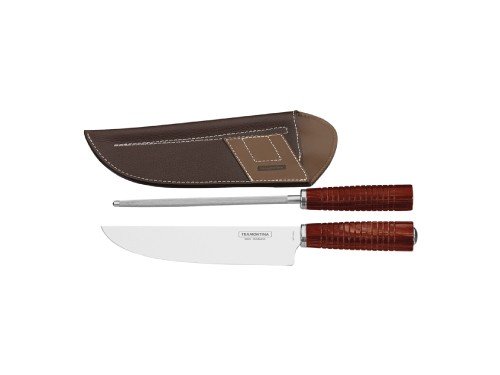 Juego para Asado Tramontina Acero Inox con Funda de Cuero 2 Pzas