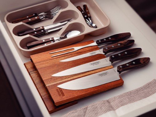 Juego para Asado Tramontina Acero Inoxidable Mangos de Madera 5 Pzas